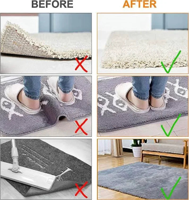 80/8pcs Carpet Non-slip Stickers Reusable Washable Anti Curling Carpet Patches Fixed Sticker Floor Rug Mat Grip Stoppers Tapes