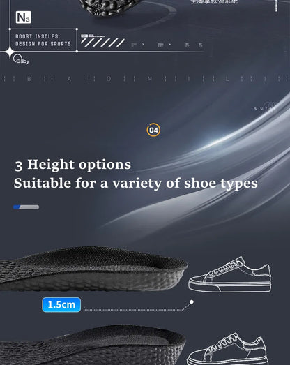 1Pair Height Increase Insoles for Feet PU Memory Foam Shoes Pad Breathable Orthopedic Heel Lift Insole for Sport Running Care
