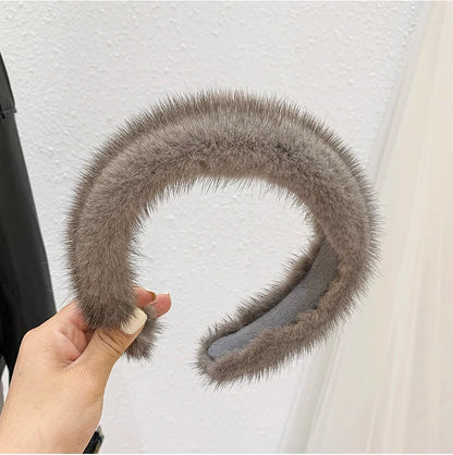 2025 Hot Sale Women Luxury winter 100% Real Mink Fur Headbands High Quality Real Fur Hair Band Lady Fashion Hair Hoop Furry Gift