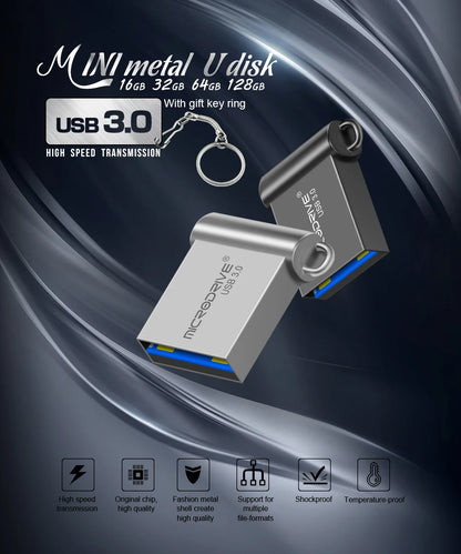 USB Flash Drive High Speed 3.0 Mini Flash Pendrive 128GB 64GB 32GB 16GB Cle USB 3.0 Stick 64GB 128GB USB Storage Key USB Devices