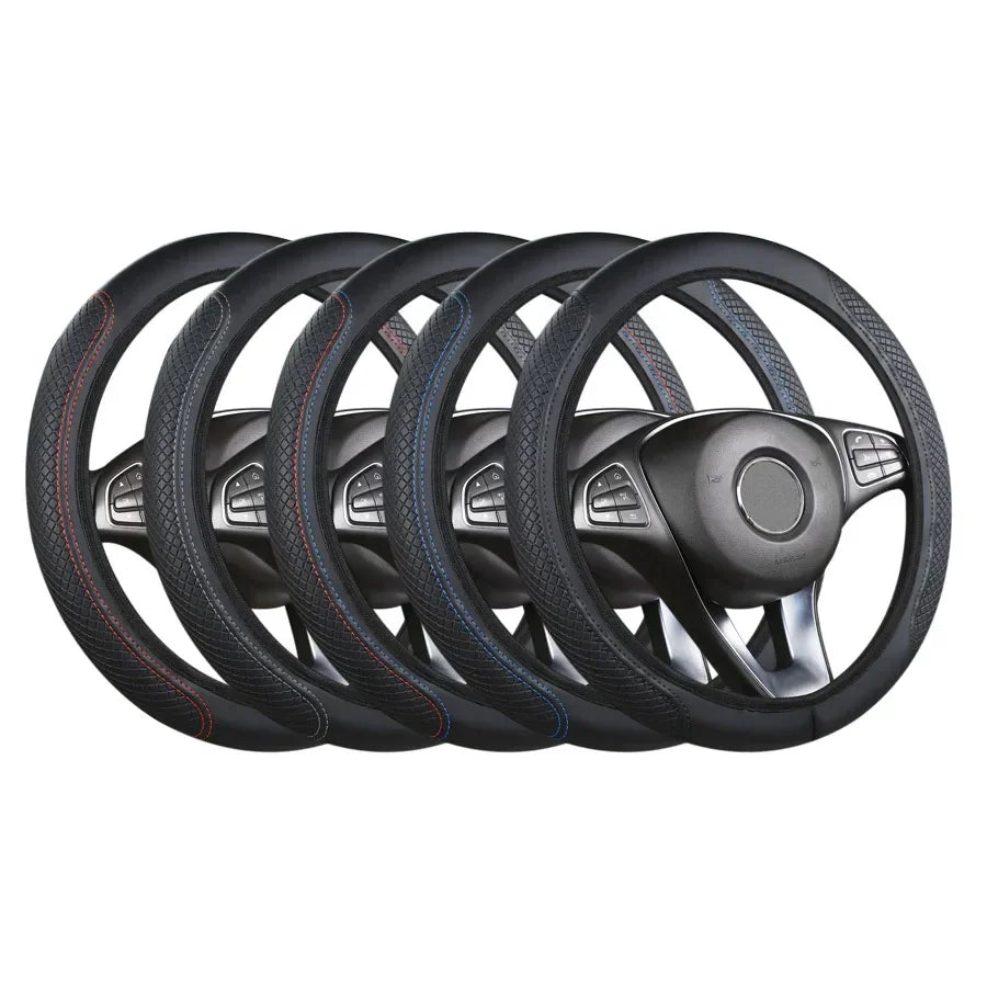 Steering Wheel Cover Anti Slip Breathable Steering Cover Universal Microfiber PU Leather Steer Wheel Protector No inner circle