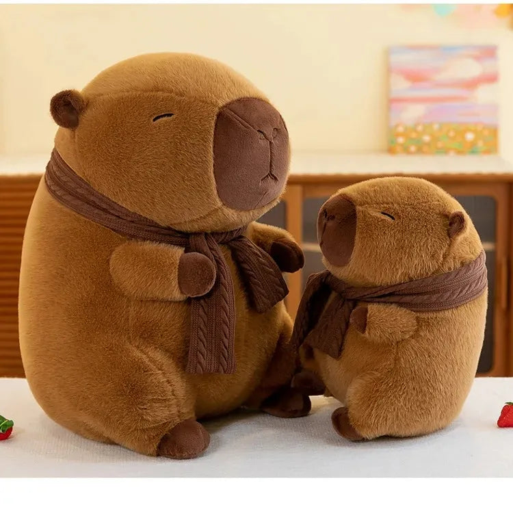 35CM Hot Plush Stuffed Doll Cute Scarf Pufferfish Plush Kawaii Animal Toy Children's Birthday Gift Capybara Doll Kids Toys