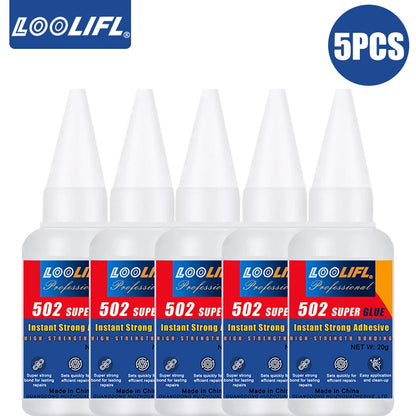 LOOLIFL Professional 502 Fast Glue Waterproof Universal Repair Adhesive Food Safe CA Glue for Plastic Wood Metal Ceramics Glass