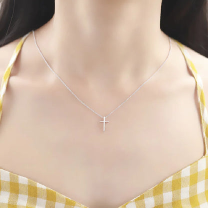 REETI 925 Sterling Silver Cross Korean Simple Temperament Jewelry Female Wild Accessories Pendant Necklace