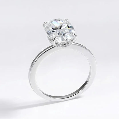 Certified 4.5CT Oval All Moissanite Ring 925 Sterling Silver for Women Sparkling Lab Diamond Engagement Wedding Band Jewelry GRA