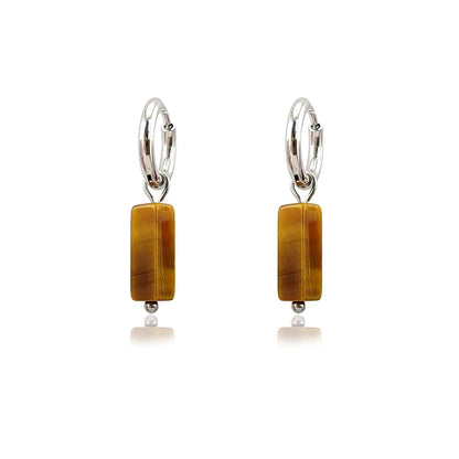 HUIDANG Earrings With Stones Boucles d'oreilles Square Natural Stones Small Hoops Earrings Woman New Trend 2025