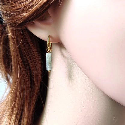 HUIDANG Earrings With Stones Boucles d'oreilles Square Natural Stones Small Hoops Earrings Woman New Trend 2025