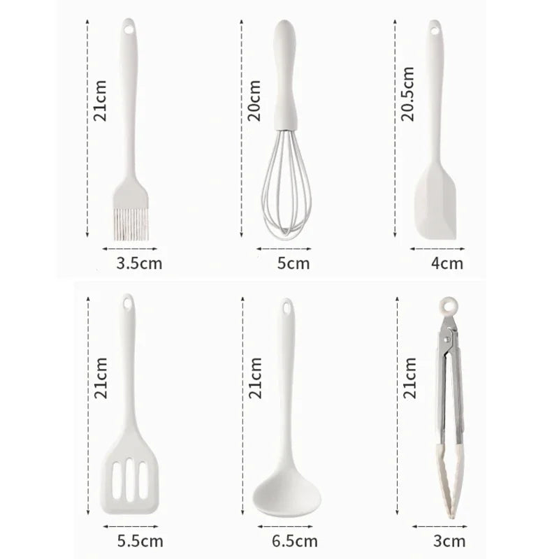 Silicone Kitchen Utensils Food Grade Non-stick Cooking Baking Spatula Silicone Oil Brush Egg Whisk Food Clip Kitchen Accessor