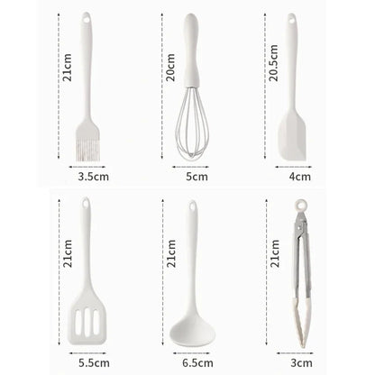 Silicone Kitchen Utensils Food Grade Non-stick Cooking Baking Spatula Silicone Oil Brush Egg Whisk Food Clip Kitchen Accessor