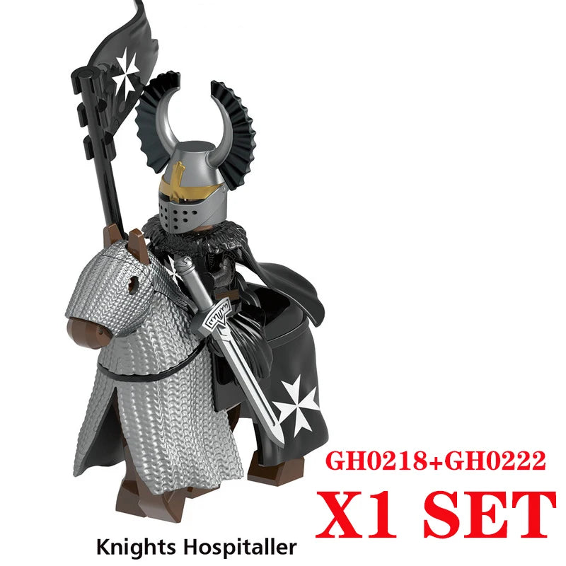Medieval Knight Figure Building Blocks Roman Rohan Temple Soldier Infantry Commander Mount War Horse Wolf Orc Boy Toy Gift S009