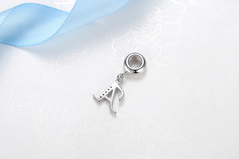 925 Sterling Silver Charms Original Letter Alphabet A-Z Pendant Beads Fit Brand Bracelets Necklaces Diy Jewelry For Women