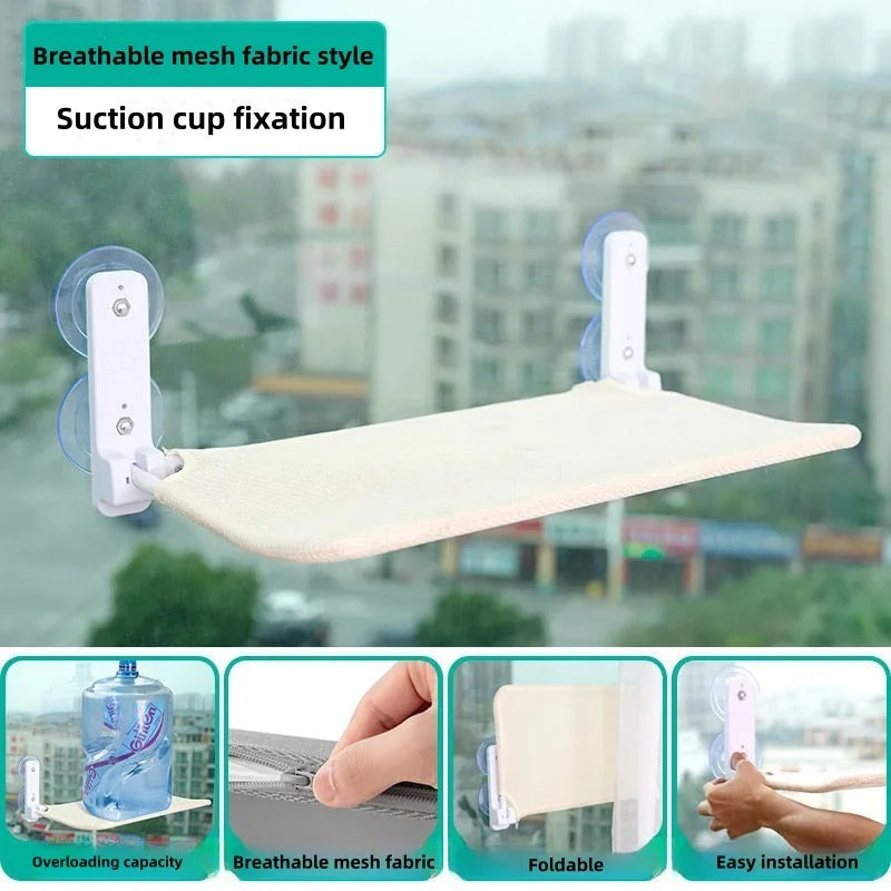 Cordless Cat Hammock for Sunbathing Hanging Cat Bed Summer Suction Cup Glass Mounted Foldable Breathable Cat Bed Frame Supplies