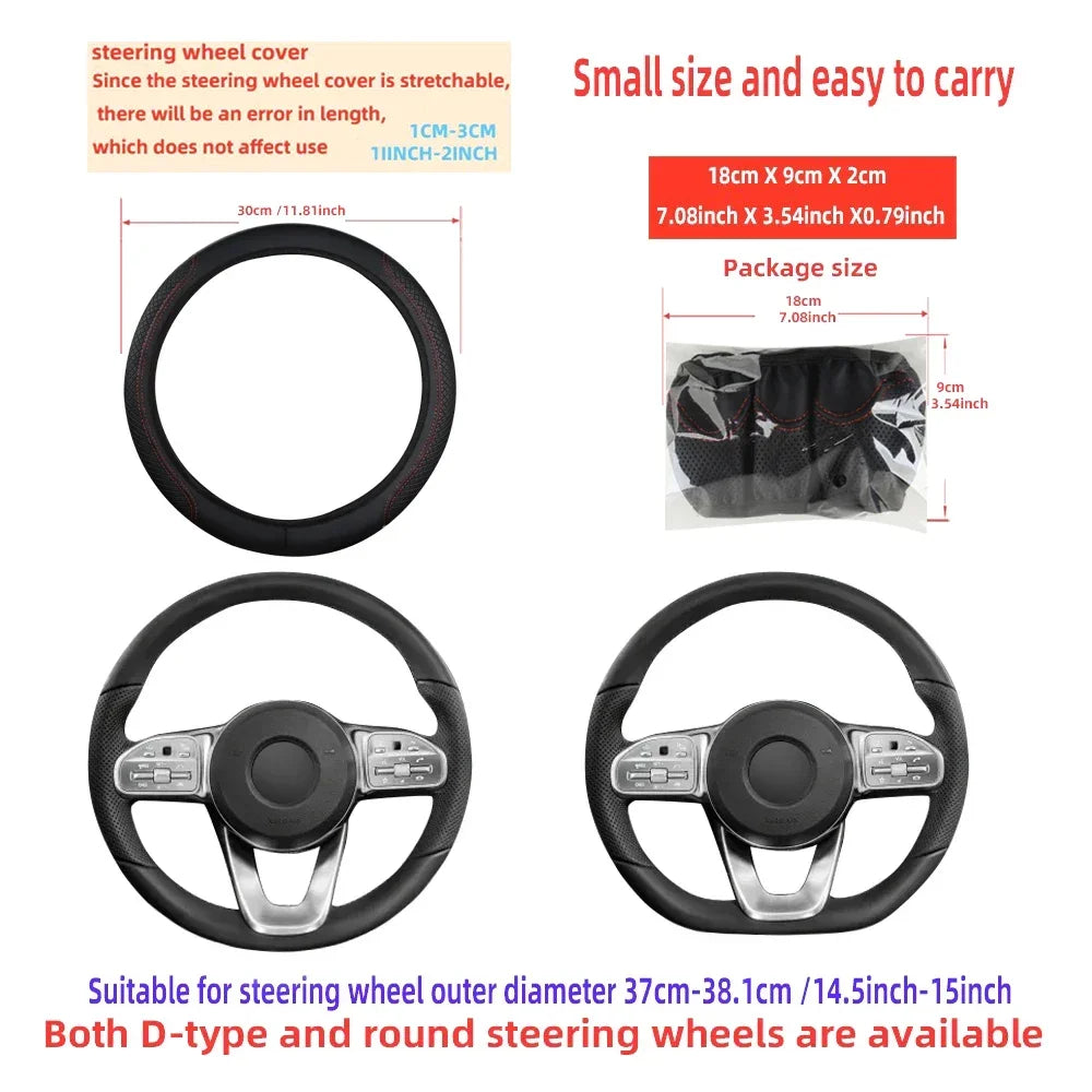 Steering Wheel Cover Anti Slip Breathable Steering Cover Universal Microfiber PU Leather Steer Wheel Protector No inner circle