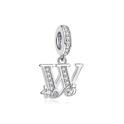 925 Sterling Silver Charms Original Letter Alphabet A-Z Pendant Beads Fit Brand Bracelets Necklaces Diy Jewelry For Women