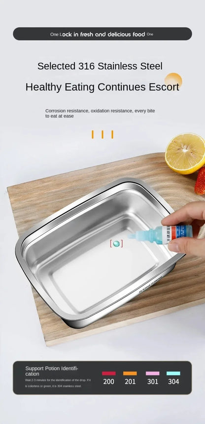High Quality Stainless Steel Camping Lunch Box Sealed Refrigerator Freezer Storage Box Leak-proof Microwave Suitable Bento Box
