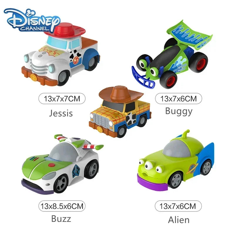 13cm Disney Pixar Toy Story Inertial Woody Buzz Pull Back Car Simulation Doll Children's Interest Training Development Toys