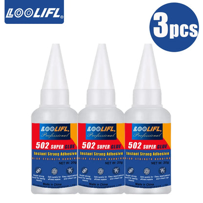 LOOLIFL Professional 502 Fast Glue Waterproof Universal Repair Adhesive Food Safe CA Glue for Plastic Wood Metal Ceramics Glass