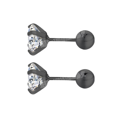 Fashion 1pair/2pcs Women Round Crystal Zirconia Stud Earrings New Surgical Steel Luxury Jewelry Clear Rhinestone Unisex Piercing
