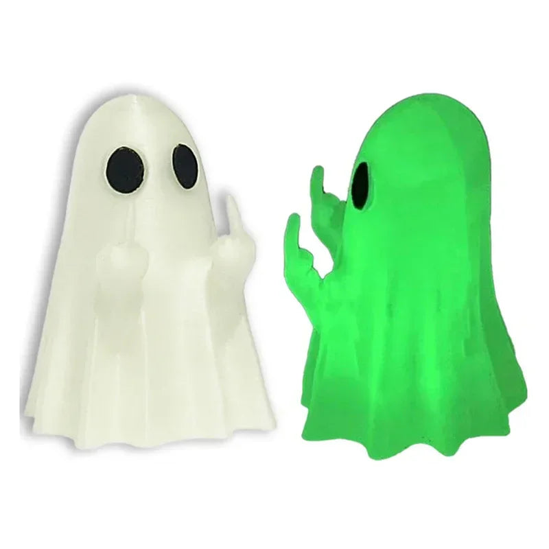 Car Decorate Luminous Middle Finger Cute Ghost Statue Small Scary Ghost Figurines Halloween Decoration Home Table Ornaments