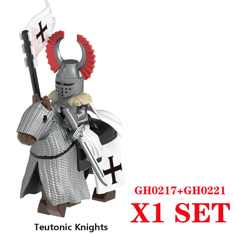 Medieval Knight Figure Building Blocks Roman Rohan Temple Soldier Infantry Commander Mount War Horse Wolf Orc Boy Toy Gift S009