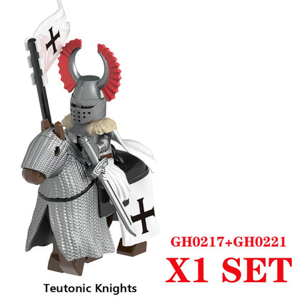 Medieval Knight Figure Building Blocks Roman Rohan Temple Soldier Infantry Commander Mount War Horse Wolf Orc Boy Toy Gift S009