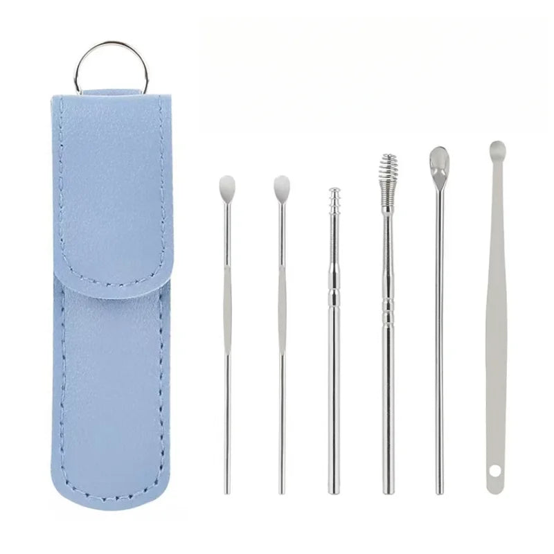 Effective 6Pcs Earwax Cleaning Tool with Spiral Earpick and Ear Curette, Ear Care Tool for Daily Use
