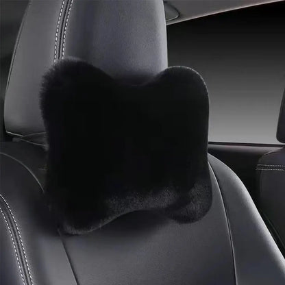 Winter Car Seat Neck Rest Pillow Plush Car Headrest Plush Cushion Warmth And Comfort Universal Lumbar Pillow Support Accessories