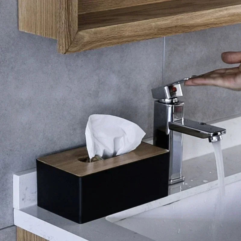 Tissue Box Table Napkin Holder Tissue Case Paper Box Container Bamboo Cover Solid Wood Storage Box Home DesktopTissue Box Holder