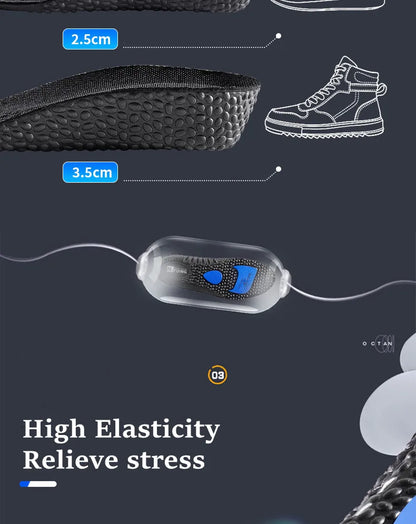 1Pair Height Increase Insoles for Feet PU Memory Foam Shoes Pad Breathable Orthopedic Heel Lift Insole for Sport Running Care