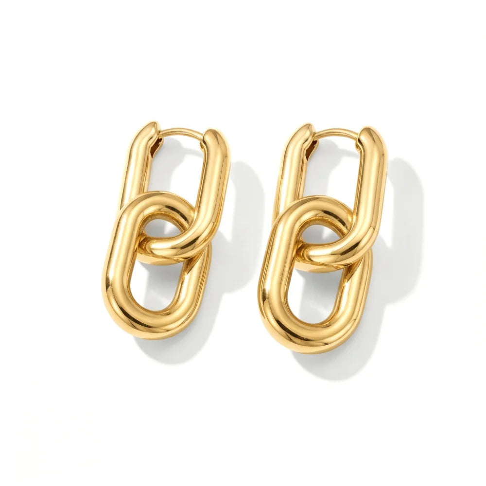 Minimalist Stainless Steel Fashion Gold Color U Shape Trendy Geometric Square Hoop Designer Earrings for Women Party Jewelry
