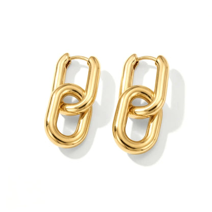 Minimalist Stainless Steel Fashion Gold Color U Shape Trendy Geometric Square Hoop Designer Earrings for Women Party Jewelry