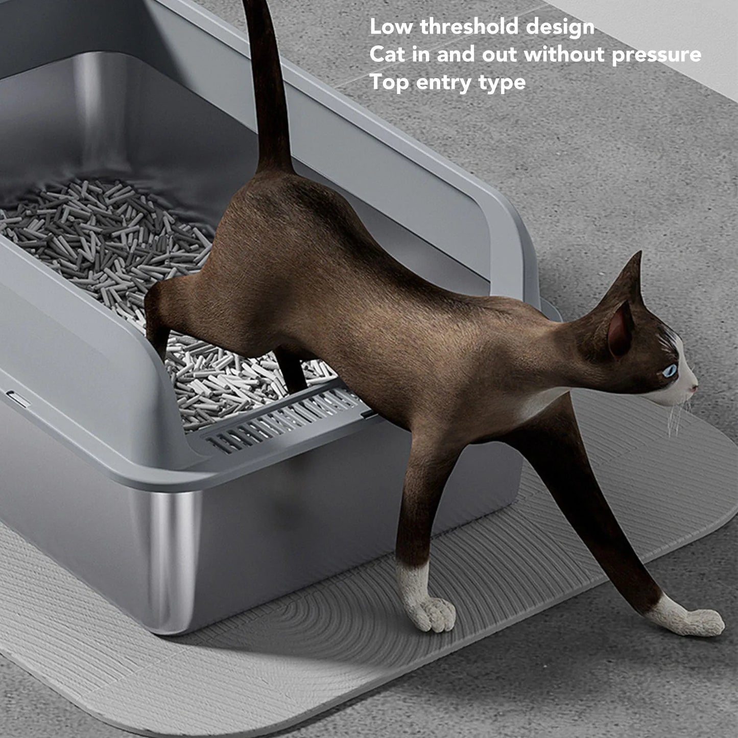 Stainless Steel Litter Box Stainless Steel Cat Litter Box Odorless Spacious Easy To Clean High Strength with Lid for Large Cats