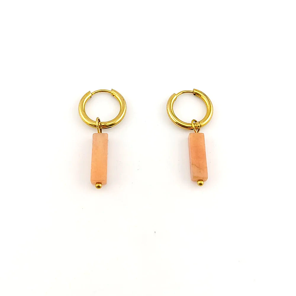 HUIDANG Earrings With Stones Boucles d'oreilles Square Natural Stones Small Hoops Earrings Woman New Trend 2025