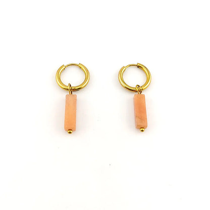 HUIDANG Earrings With Stones Boucles d'oreilles Square Natural Stones Small Hoops Earrings Woman New Trend 2025
