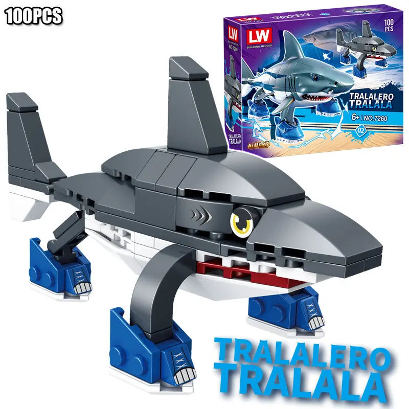 Tung Tung Sahur‌ Figure Block Toy Tralalero Tralala‌，LiriLi Larlla‌，‌Boneca Ambalam‌ Figure Toys Building Blocks Gift Blind Box