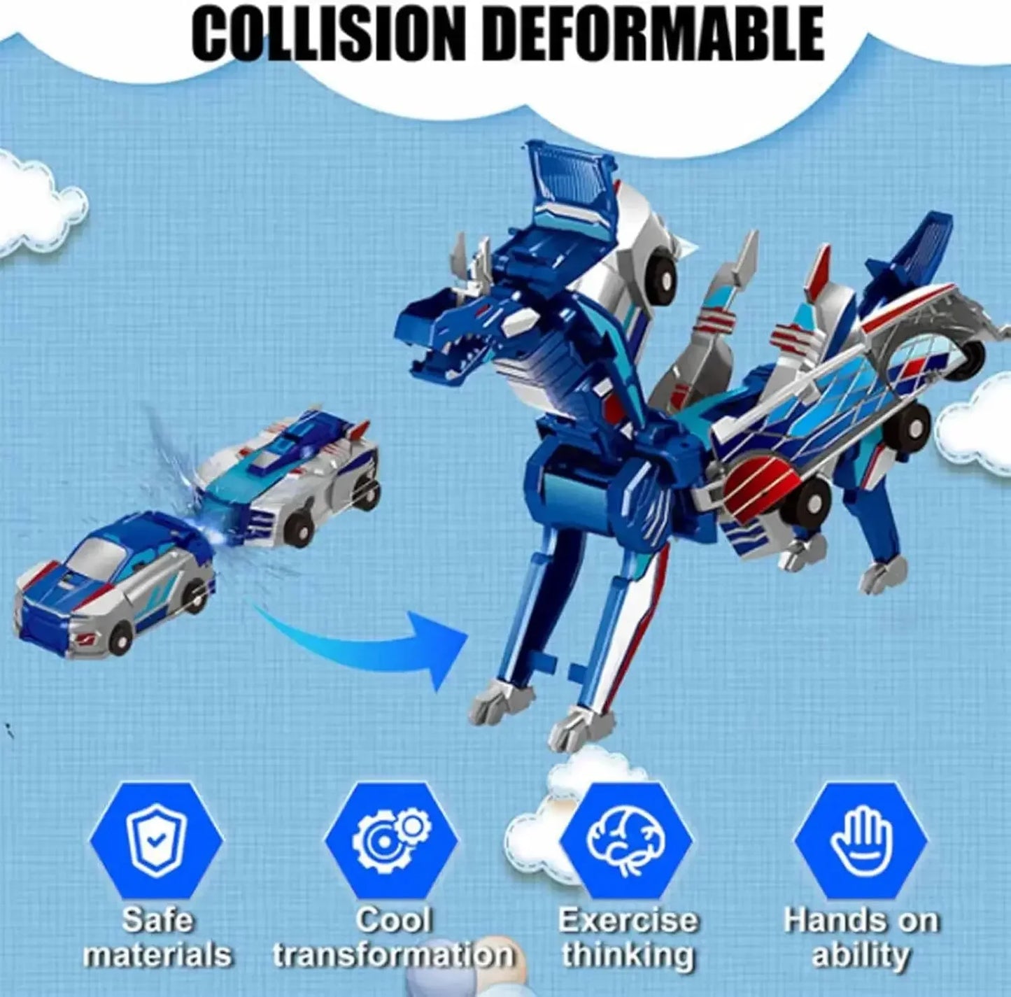 Car God Quick Transformation Toy Dinosaur Flying Dragon Combination Pegasus Unicorn Magnetic Collision Transformation Fun Toy