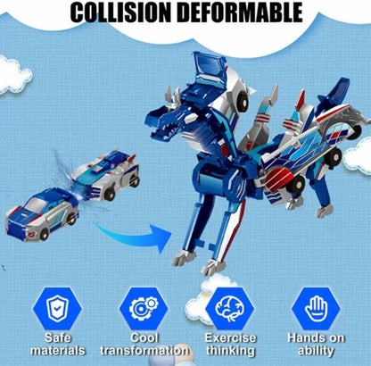 Car God Quick Transformation Toy Dinosaur Flying Dragon Combination Pegasus Unicorn Magnetic Collision Transformation Fun Toy