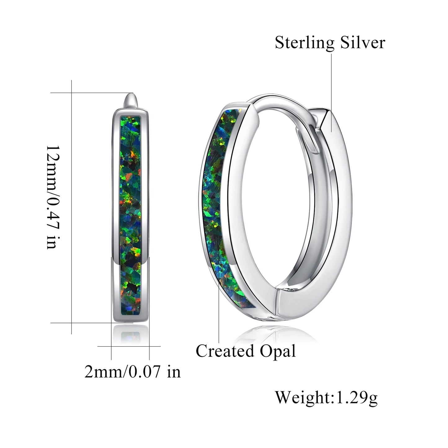 CiNily Simple Small Round Opal Hoop Earrings for Women 925 Sterling Silver Dainty Huggie Earrings Tiny Ear Jewelry Gifts 12mm