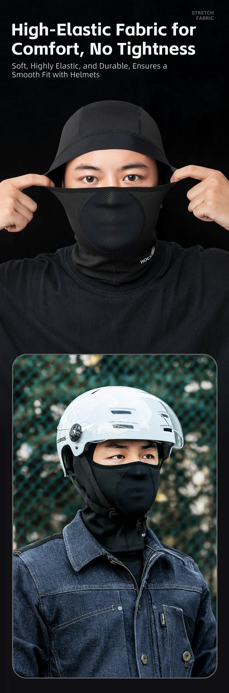 ROCKBROS Keep Warm Bicycle Full Face Mask Winter Windproof Fleece Cycling Head Caps Mask Balaclava Ski Motorcycle Bike Headgear