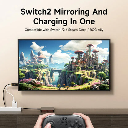 Hagibis Switch Dock for Nintendo Switch/OLED/Switch2 USB C to HDMI Cable Adapter 8K@60Hz HDR 100W PD for Laptop SteamDeck ROG