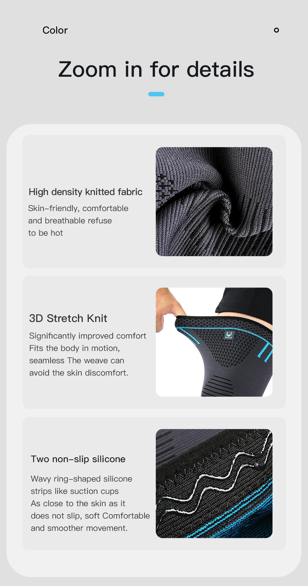 1 PC Professional Knee Support Compression Knee Sleeve Anti Slip Silicone Knee Braces for Knee Pain Meniscus Tear