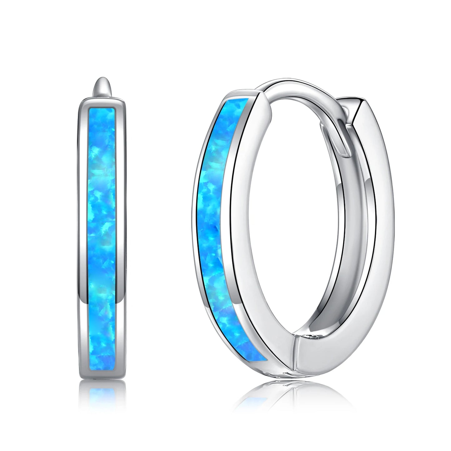 CiNily Simple Small Round Opal Hoop Earrings for Women 925 Sterling Silver Dainty Huggie Earrings Tiny Ear Jewelry Gifts 12mm