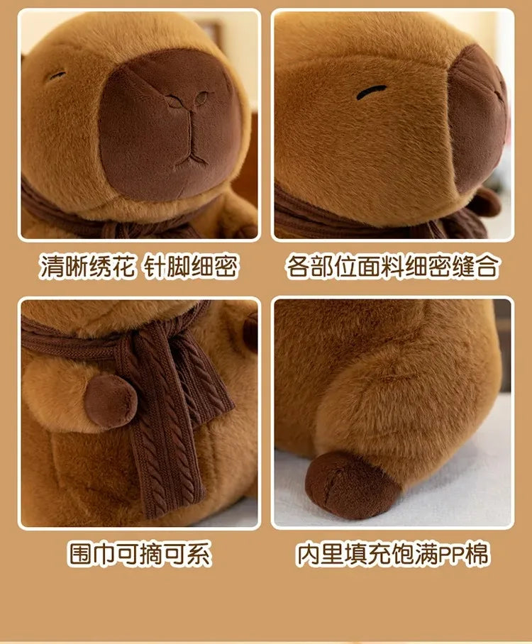 35CM Hot Plush Stuffed Doll Cute Scarf Pufferfish Plush Kawaii Animal Toy Children's Birthday Gift Capybara Doll Kids Toys