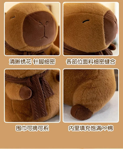 35CM Hot Plush Stuffed Doll Cute Scarf Pufferfish Plush Kawaii Animal Toy Children's Birthday Gift Capybara Doll Kids Toys