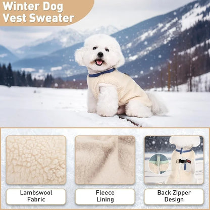Cute Warm Dog Vest Thickened Sherpa Lined Teddy Schnauzer Clothes with Zipper Puppy Vest Dog Apparel