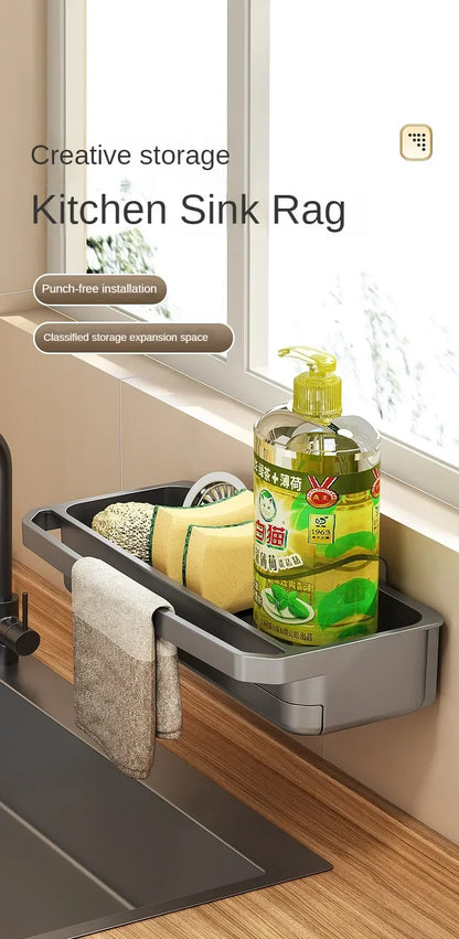Drain Rack Kitchen Sink Organizer Self-draining Shelf Sponge Holder Dishcloth Faucet Storage Soap Drainer Kitchen Accessories