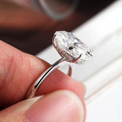 Certified 4.5CT Oval All Moissanite Ring 925 Sterling Silver for Women Sparkling Lab Diamond Engagement Wedding Band Jewelry GRA