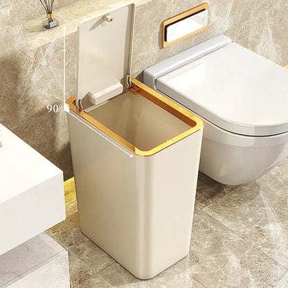 10/12L Slim Trash Can Nordic Covered Waterproof Large Capacity Dustbin One-Touch Lid for Bathroom Kitchen Living Room Bedroom