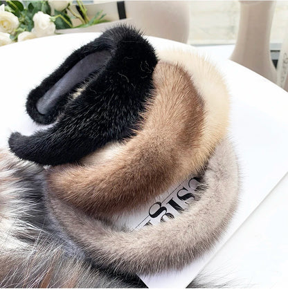 2025 Hot Sale Women Luxury winter 100% Real Mink Fur Headbands High Quality Real Fur Hair Band Lady Fashion Hair Hoop Furry Gift