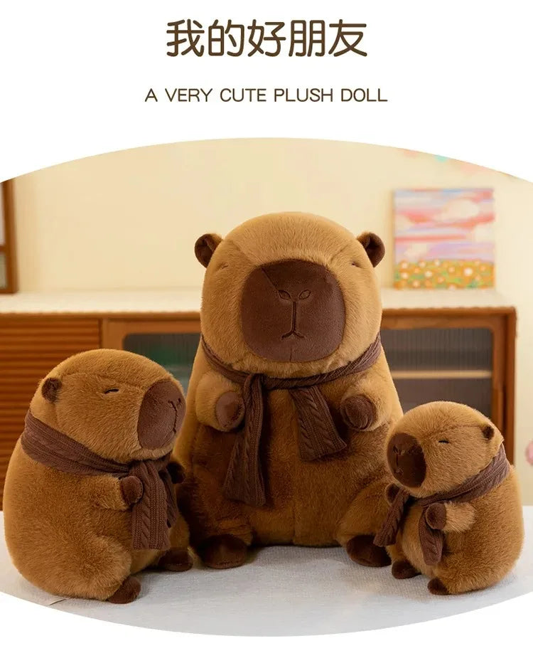 35CM Hot Plush Stuffed Doll Cute Scarf Pufferfish Plush Kawaii Animal Toy Children's Birthday Gift Capybara Doll Kids Toys